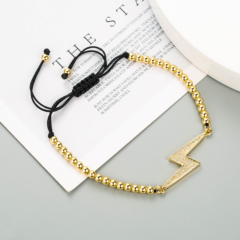 Nihaojewelry wholesale jewelry copper inlaid zircon hollow stars pull braided braceletpicture4