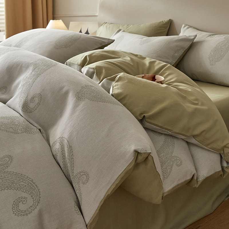 Una clase de madres y bebés Jacquard algodón puro cuatro piezas no impresa viento algodón desnudo cama