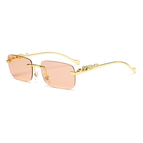 Retro square frameless sunglasses, transparent and high-end, ins flat mirror, hiphop style, European and American cool sunglasses