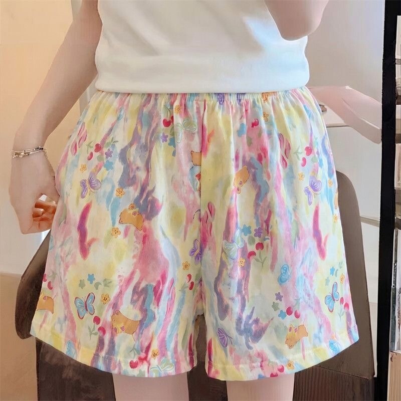 2026 New Plus-Size Thin Sleep Pants Cloud Cotton Shorts Wide-Leg Slimming Summer Loose Casual Home Pants for Women