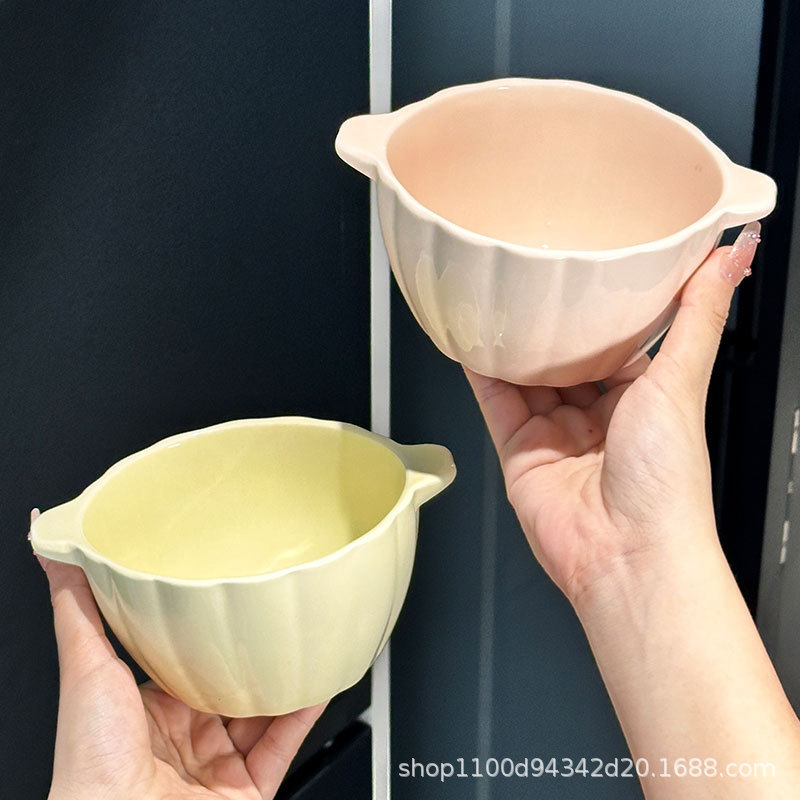 Ceramic Baby Binaural Bowl Rice Bowl Cream Fruit Breakfast Salad Bowl Air Fryer Microwave Oven Special Ceramic Baby Binaural Bowl Rice Bowl Cream Fruit Breakfast Salad Bowl Air Fryer Microwave Oven Special