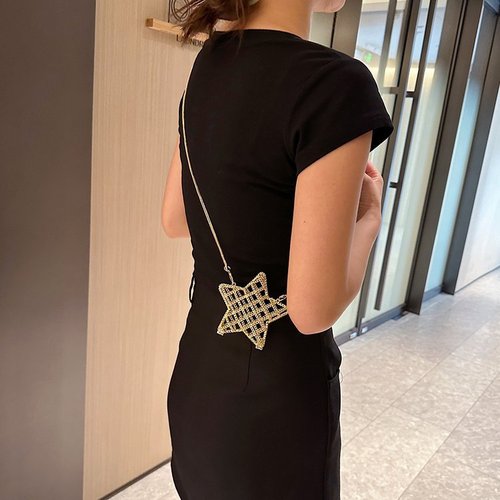 Cross-border  Winter New Chanel-style Hollow Metal Star Bag Evening Bag Single Shoulder Crossbody Elegant Chain Women's Bag
