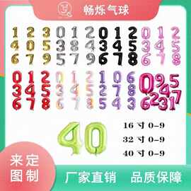 32 寸立体数字铝膜 生日派对求婚告白布置气球 开业庆典装饰批发