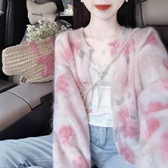韩系小众设计感花朵针织开衫女2025秋季新款宽松显瘦百搭毛衣外套