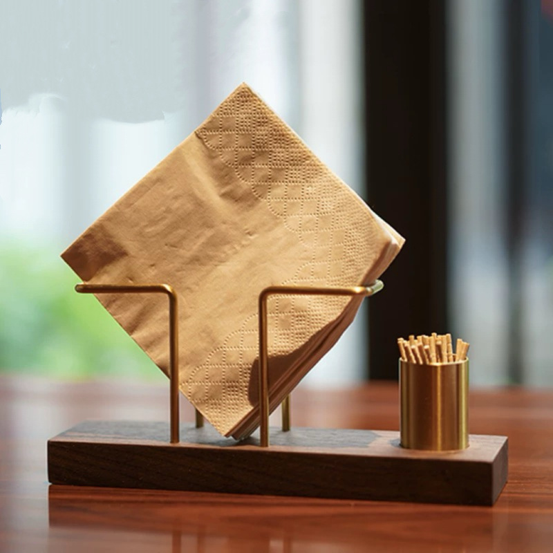 Madera maciza hierro forjado vertical toallitas de papel de escritorio multifuncional caja de extracción de papel versátil en el hogar hotel restaurante estante de almacenamiento al por mayor
