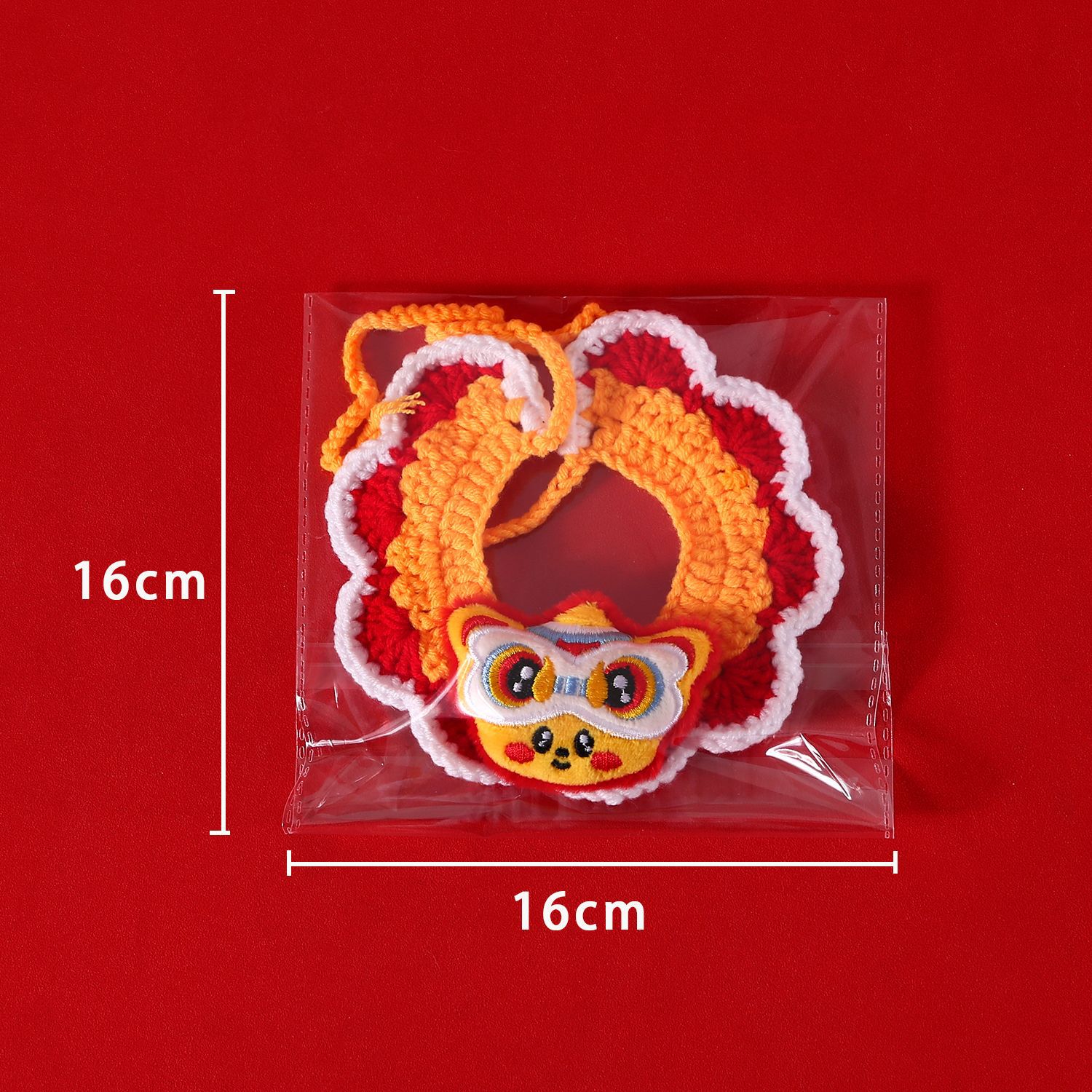 Año dragón gancho mano mascota sombrero de lana lindo Año Nuevo punto babero bordado Festival de Primavera sombrero gato cachorro perro Accesorios image 5
