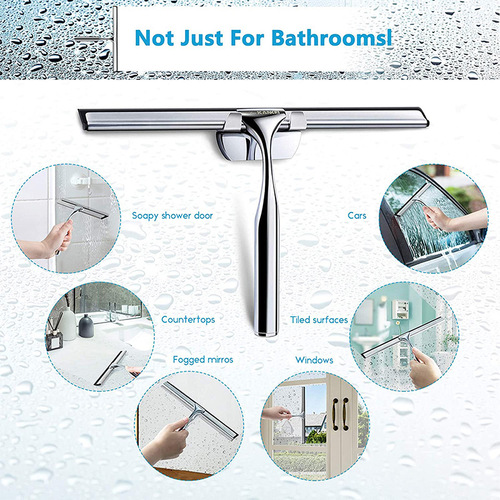 Glass wiper stainless steel glass wiper tool glass wiper bathroom toilet wiper with hook