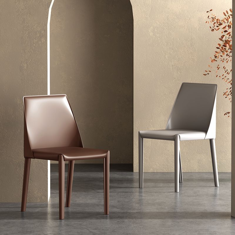Saddle Leather Dining Chair for Home Use, Light Luxury High-End Island Chair, Model Room Italian Minimalist Dining Chair, Commercial Saddle Chair