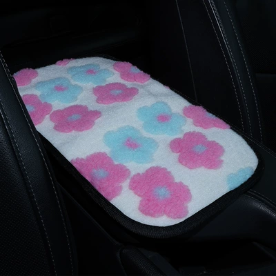 Wool Car Armrest Box: Armrest box pad - rose-green