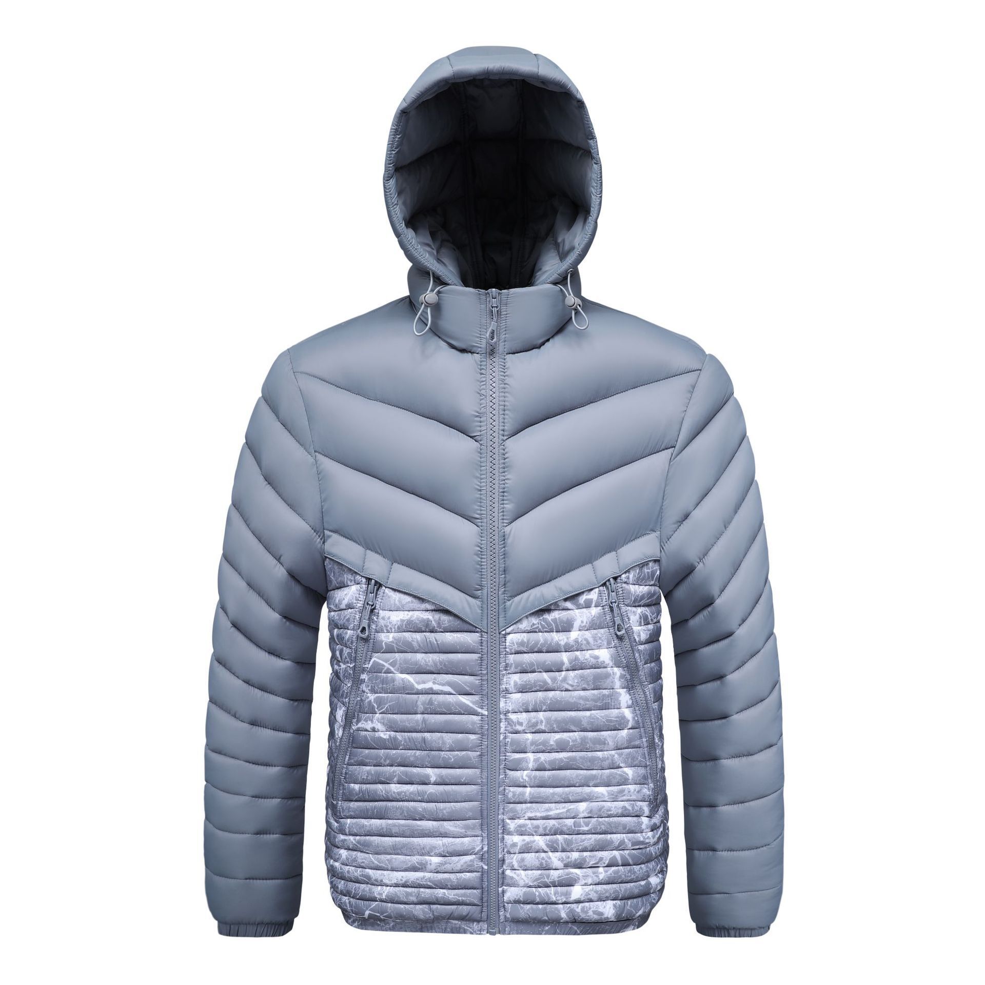 Rib Suit Cotton-padded Jacket Men's Removable Cap Sports Fleece Thickened Cotton-padded Jacket_voghion.com