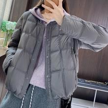 鸭绒羽绒服2025秋新款时尚百搭轻薄圆领外套黑色灰色奶油米粉色