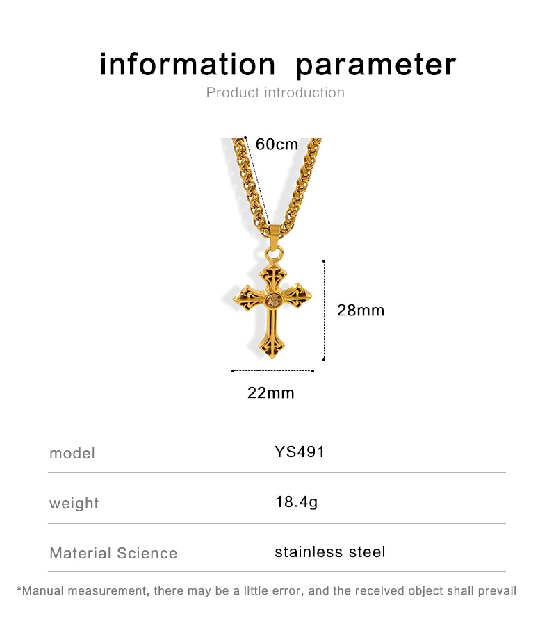 Wholesale Casual Cross Stainless Steel Titanium Steel Zircon Pendant Necklace display picture 1