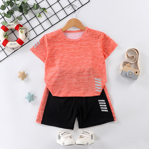 Children's short-sleeve set running sportswear casual quick-drying clothes