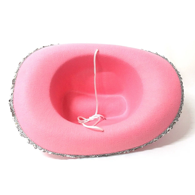 Badfront letter cowboy hat sequin pink manufacturers spot western denim hat pink crown cattle hat