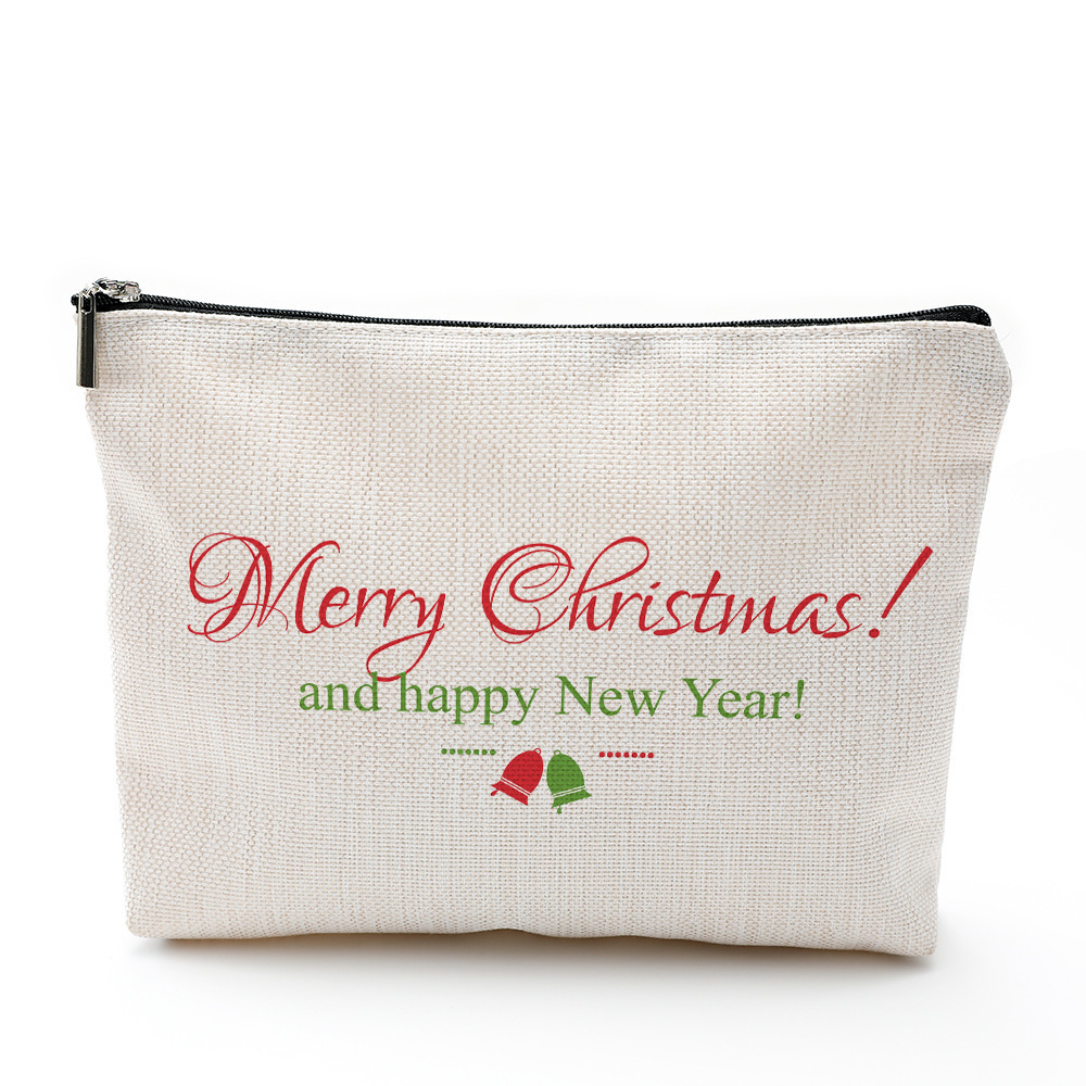 Bolsa de Almacenamiento de Cosméticos y Joyas de Algodón y Lino con Cierre y Estampado de Corazón para Navidad, de Amazon