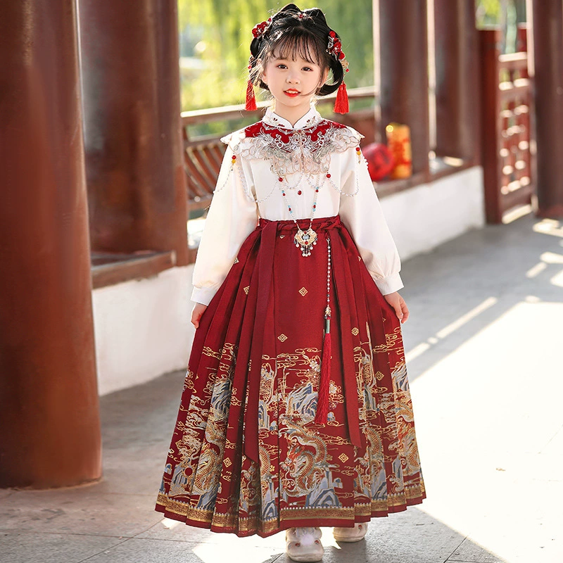 Осенний комплект, детская рубашка, Ханьфу, для подростков