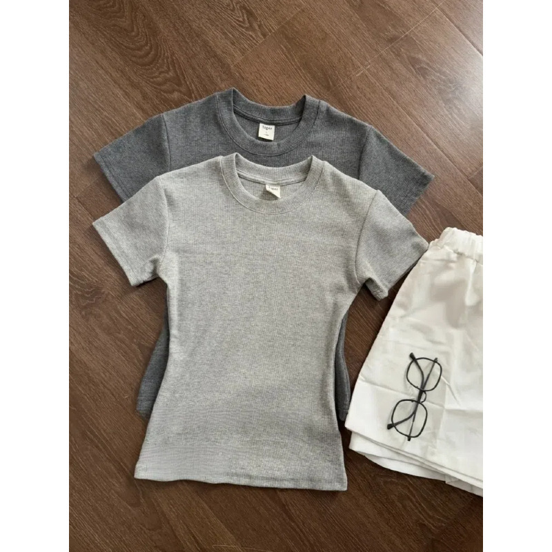 ミントグリーンショルダー半袖Tシャツ女性用2025新しいラウンドネックスリム夏ドーパミン着用ホットガールBMトップ|undefined