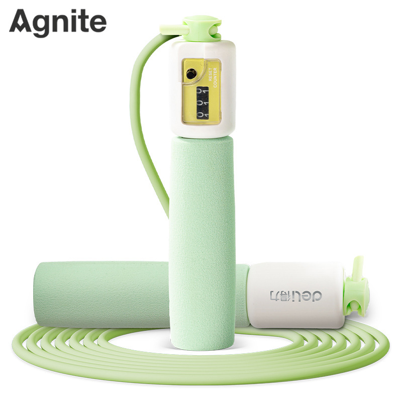 デリ18700/18701子供用縄跳び、フォームハンドル、メカニカルカウンター、綿縄、調節可能、小学生向け縄跳び