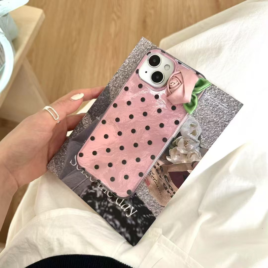 Simple lunares tridimensional rosa adecuada para Apple 15ProMax Girl Heart 16Pro funda para teléfono móvil 14/13 nuevo 16