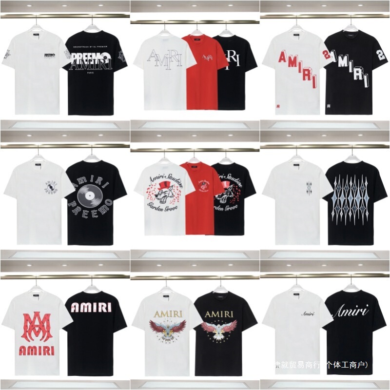 Amiri Cross-Border Wholesale Trendy Brand Amiri Short-Sleeve T-Shirt with Print, Fashionable Casual Matching Top Amiri Cross-Border Wholesale Trendy Brand Amiri Short-Sleeve T-Shirt with Print, Fashionable Casual Matching Top