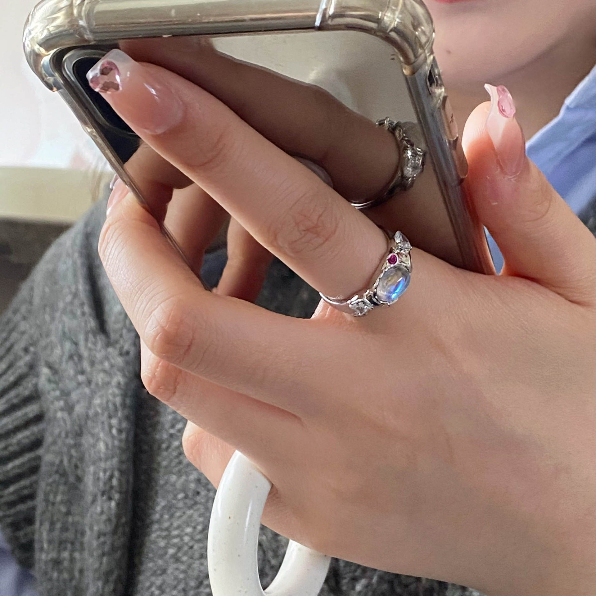 Fashion Geometric Copper Inlay Zircon Open Ring 1 Piece