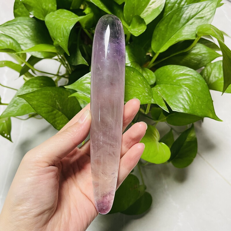 天然水晶紫晶 原石雕刻打磨水晶按摩棒 图 8