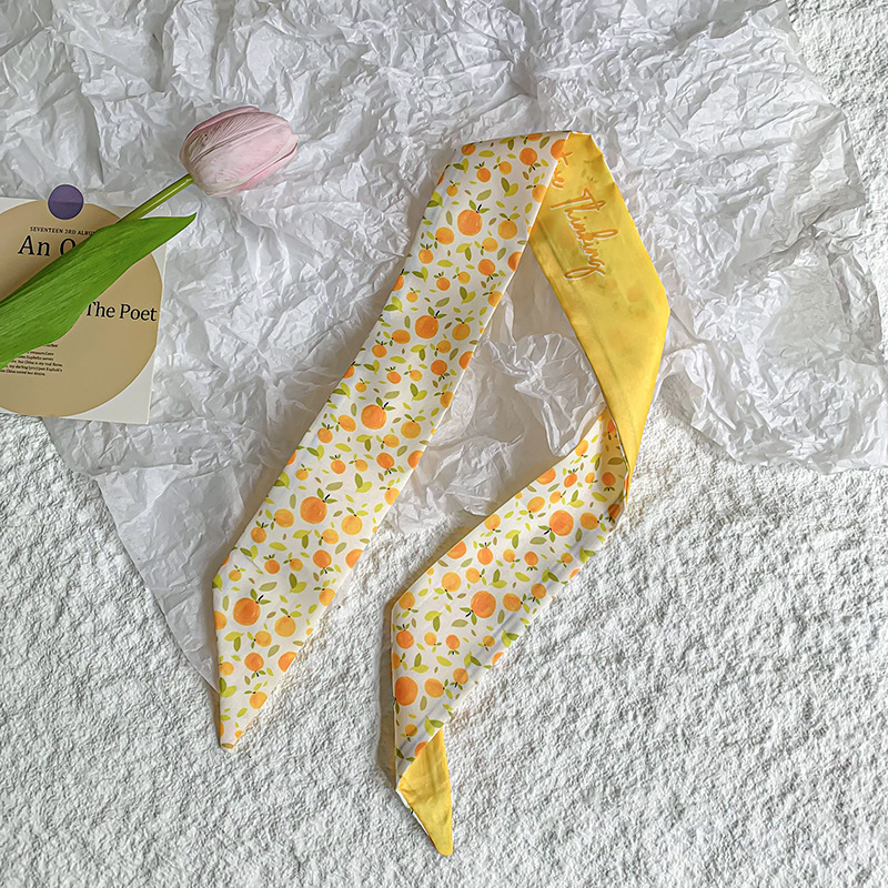 Bufanda de seda, banda larga, sensación de alta calidad, nuevo estilo, cuello, bufanda pequeña, serie de frutas, pañuelo para el cabello, cinta para el cabello