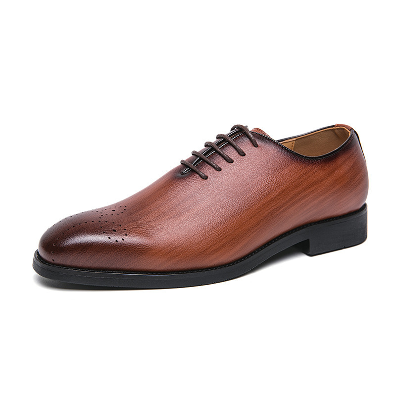 Zapatos de cuero a rayas de sasafrás de gran tamaño transfronterizos para hombre 38-47 talla Brock ropa formal de negocios zapatos de cuero de moda para hombre británico