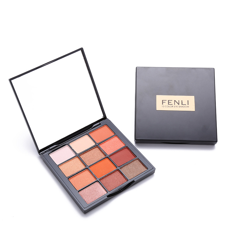 厂家定制哑光珠光12色眼影彩妆盘不飞粉易上色