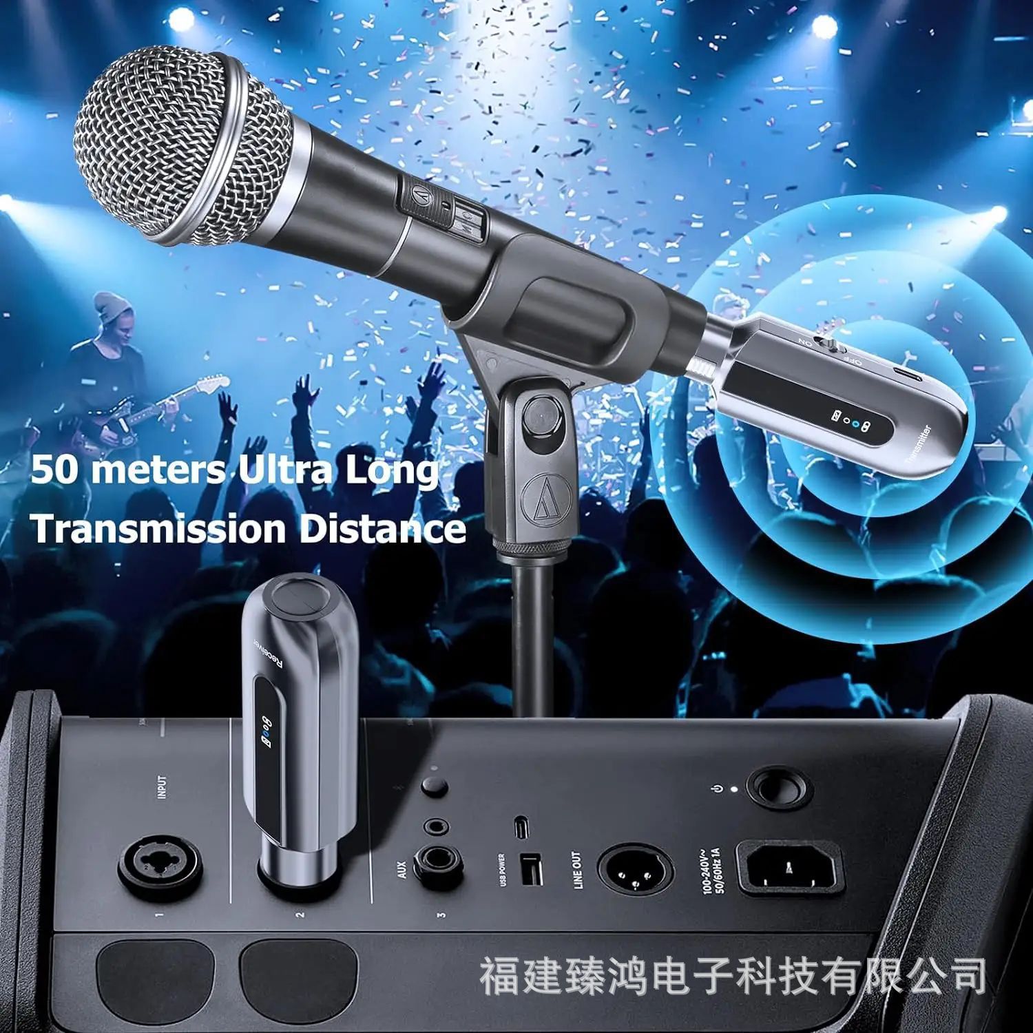 2.4g micrófono receptor inalámbrico Linder XLR escenario capacitancia 5V / bobina móvil 48V soporte de micrófono cableado