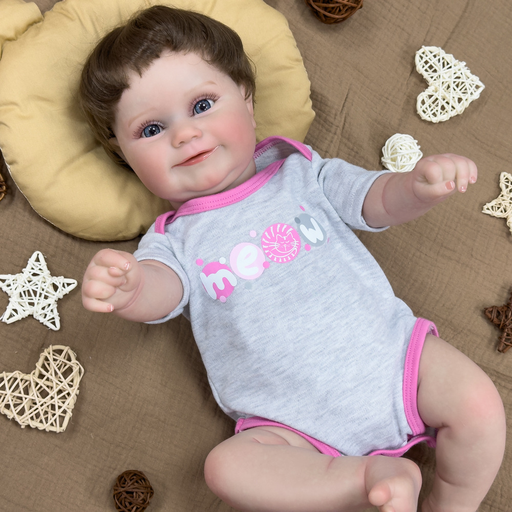 Muñeca regordeta y realista, muñeca de renacimiento, muñeca de bebé de simulación de vinilo suave, muñeca de juguete de acompañamiento para niños