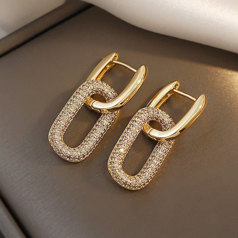 Pendientes de clip redondos de metal estilo minimalista chic_voghion.com