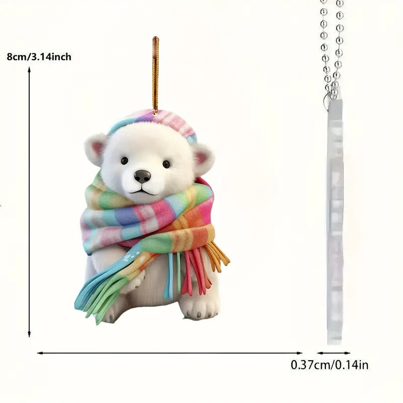 Nuevos productos transfronterizos adorables oso polar montado en automóviles colgantes acrílicos colgantes planos de automóviles decoración de regalos de fiesta de vacaciones