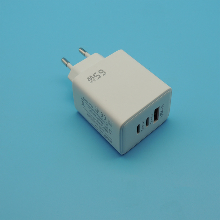 新款欧规PD65W氮化镓20V3.25A充电器1A2C充电头CE认证PD3.0快充头