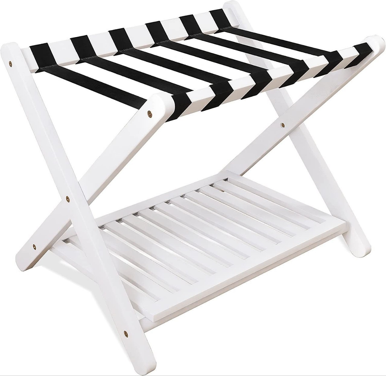 可折叠双层行李置物架收纳架鞋架酒店行李架家用民宿客房卧室楠竹