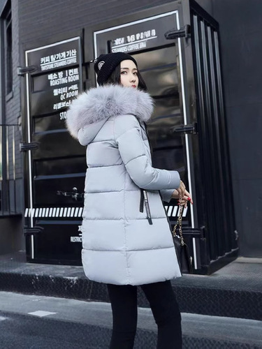 Cross-border 2025 Women's Medium-Long Slimming Hairy Down Jacket with Thick Plush Hood for Plus Size Trendy Down Coat