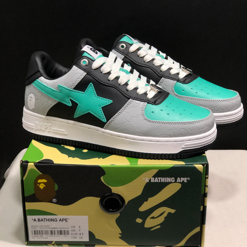 莆田Bape Sta 猿人头空军联名漫威黑白熊猫漆皮真皮男女低帮板鞋|undefined