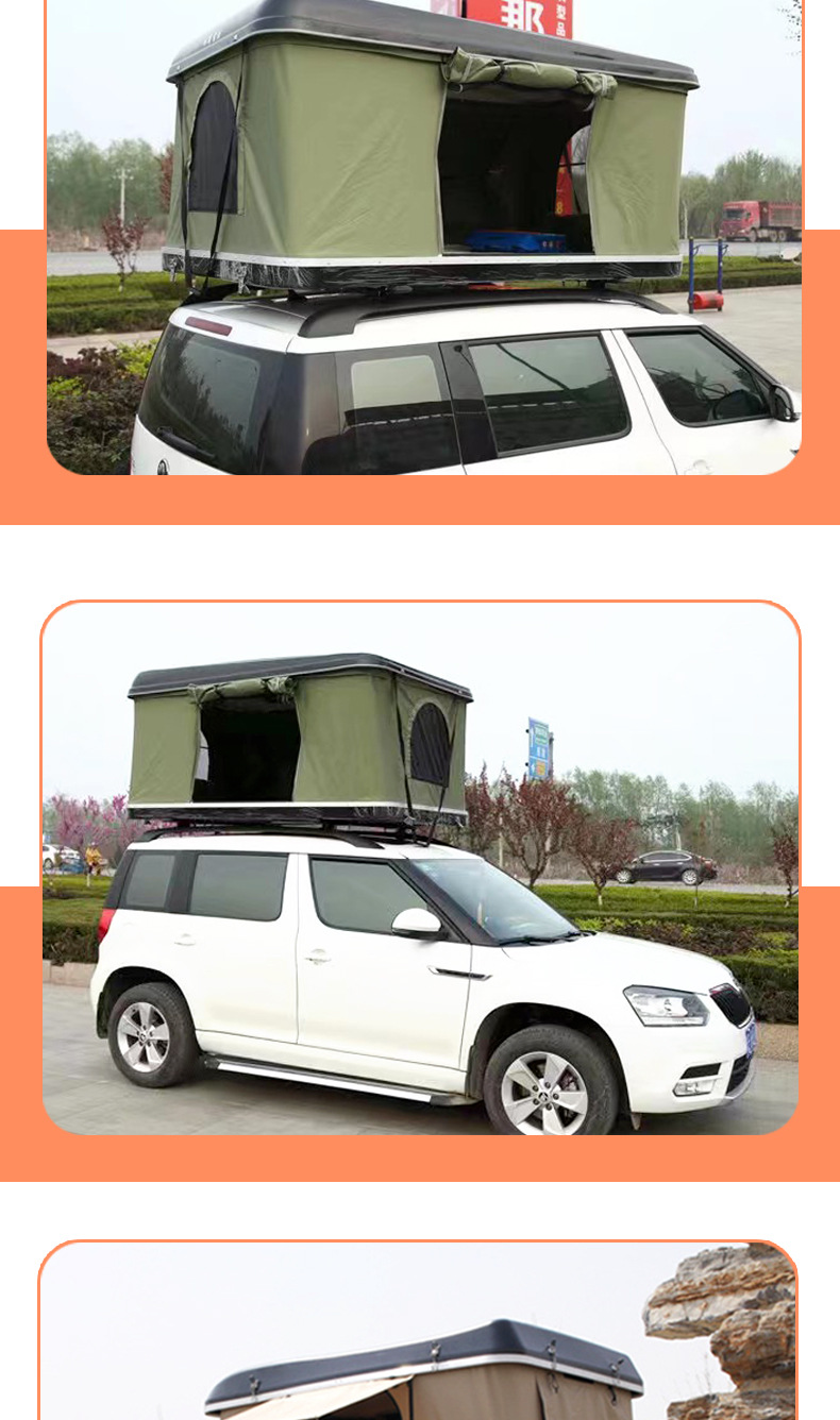 Camping Self-Driving Foldable Car Tent, Rooftop Double-Person Hydraulic Automatic Setup, No Assembly Required, Quick Opening, Waterproof and Sunproof
