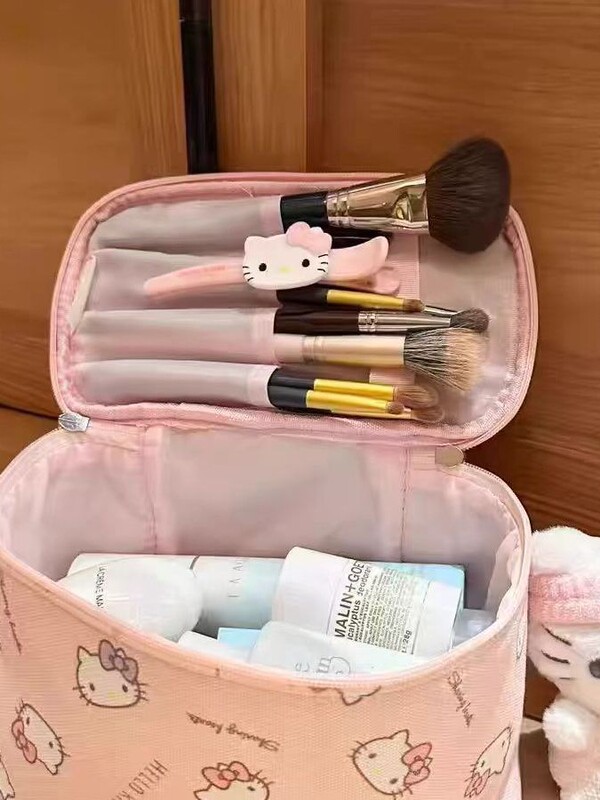 新しいキティかわいい大容量ポータブル収納ハンドバッグ旅行外出洗濯立体化粧品バッグ|undefined