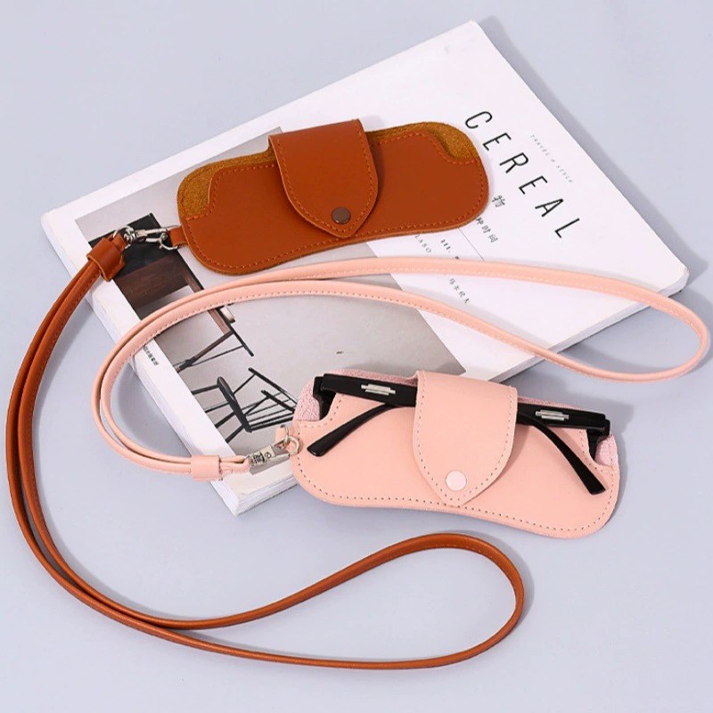 Корейская популярная кожаная сумка для очков, универсальные кожаные солнцезащитные очки на шее, сумка для хранения солнцезащитных очков и очков