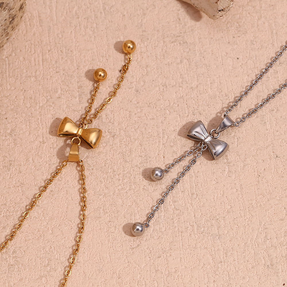 Stainless Steel Bow Knot Necklace