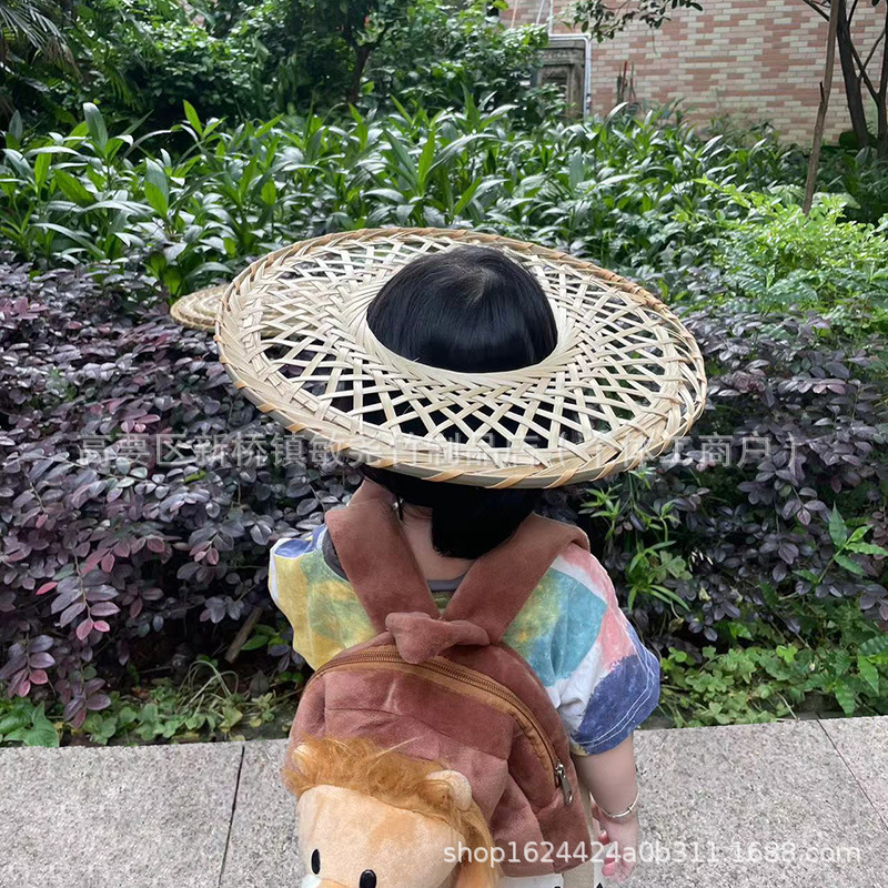 Bamboo trenzado sombrero redondo antiguo traje de artes marciales disparar artefactos de danza de alta calidad para hacer decoración de pintura de fondo