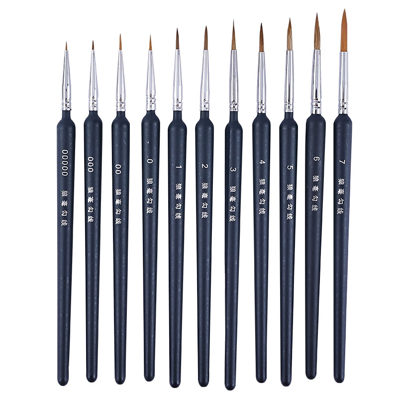 Liner Nail Art Brush Set, fine-tip blue handles, acrylic/gouache manicure, sizes 000–7 & multi-piece kits