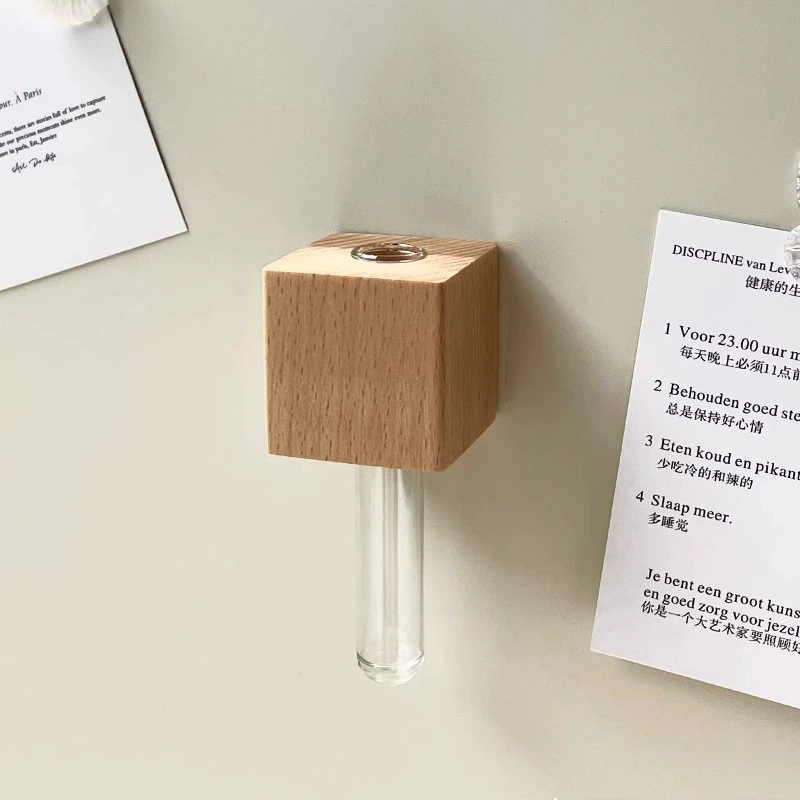 Лакированные деревянные магниты на вазу, 3D-декор для холодильника с цветами, магнитный деревянный горшок