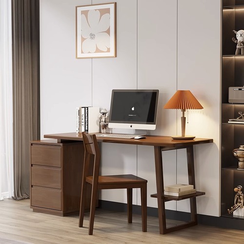 北欧实木书桌现代简约办公电脑桌学生写字桌家用学习专用桌椅组合