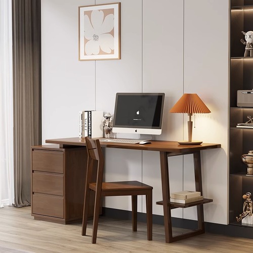 Nordic Solid Wood Desk, Modern Minimalist Office Computer Table, Student Writing Desk, Home Use Study-Ready Desk and Chair Combo