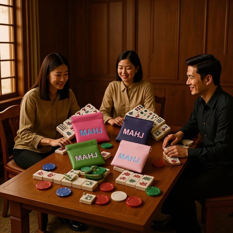In-Stock Automatic Closure Mahjong Chip Bag, Dice and Mahjong Storage Bag, Chip and Poker Storage Bag