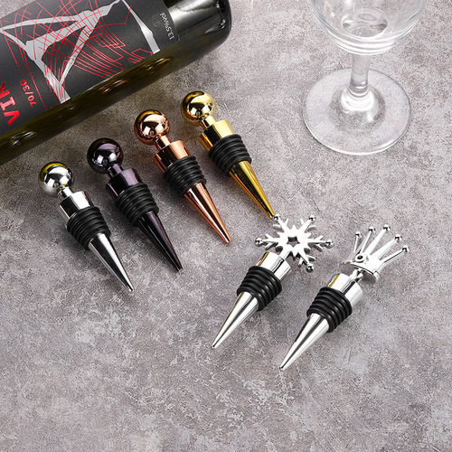 Cross-border alloy red wine stopper 6-wire silicone ball head wine bottle stopper red wine preservation seal creative conical wine stopper wine set