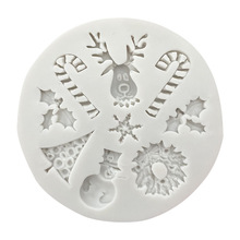 圣诞老人麋鹿圣诞树冬青叶雪橇硅胶模具 翻糖蛋糕巧克力模具