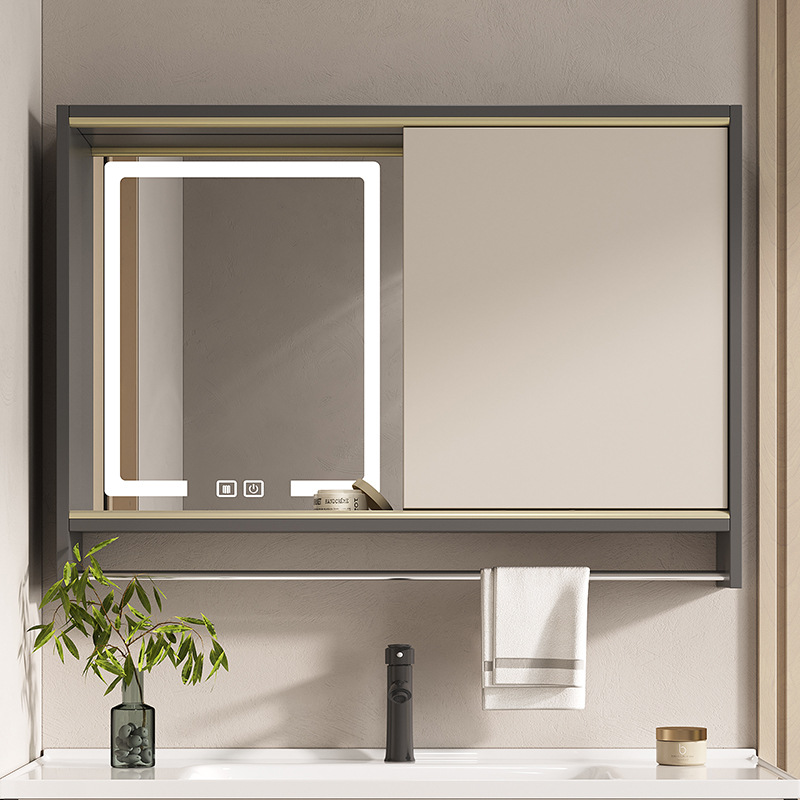 Feng Shui gabinete espejo gabinete de baño caja de espejo oculto combinación invisible baño inteligente Push-Pull gabinete de espejo montado en la pared